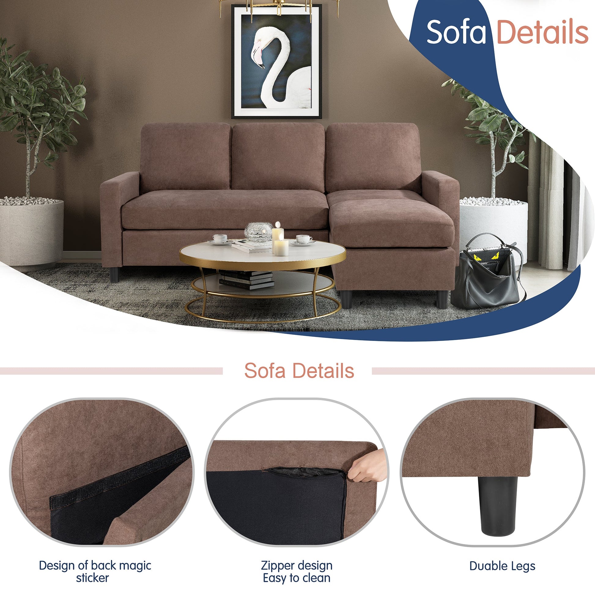 sectional couch #color_brown