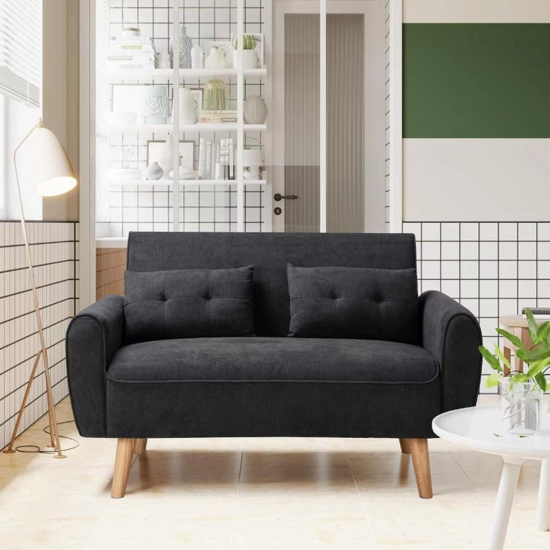 Walsunny 2-seat 47'' Small Modern Love Seat Sofa#color_black