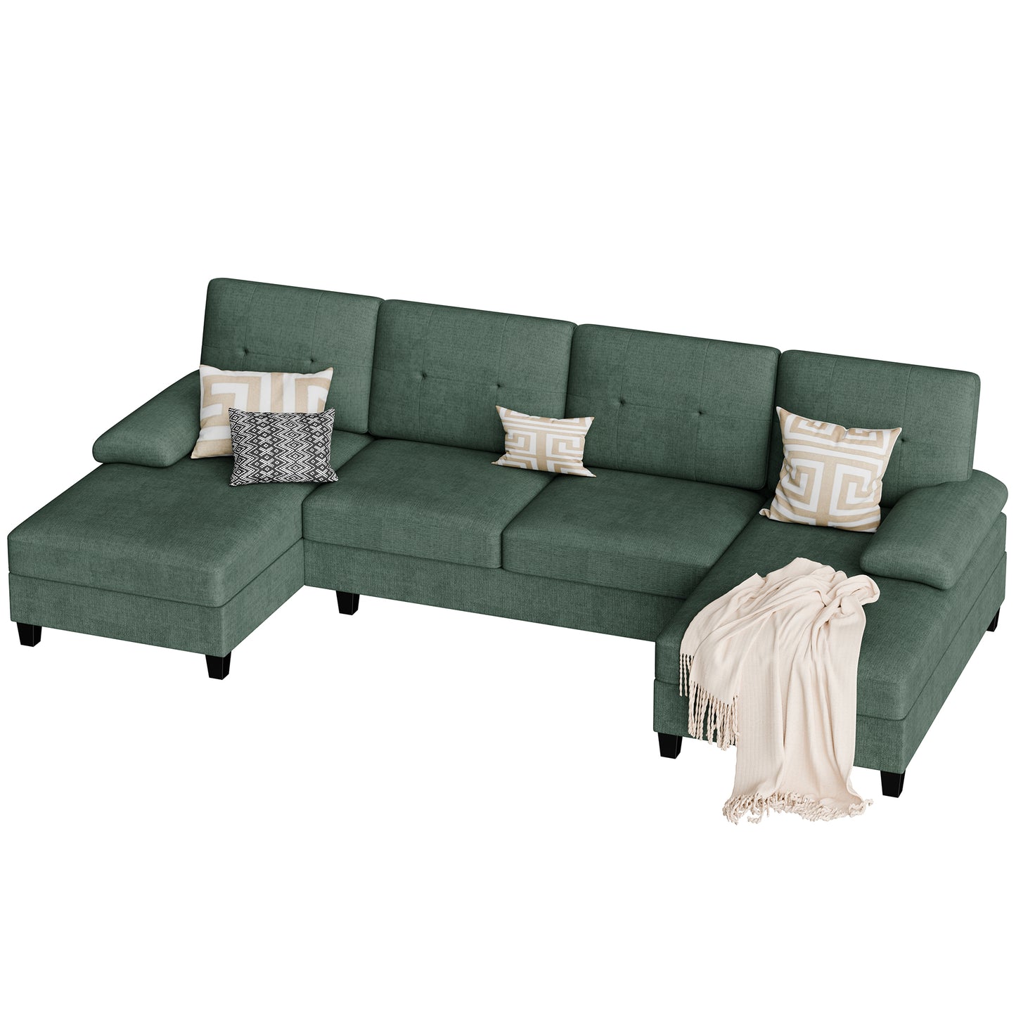 Walsunny 106'' 4-Seat U Shaped Modern Sectional Sofa with  Double Chaises
