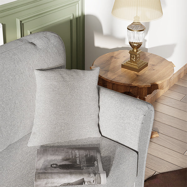 Walsunny 87.4" Mid Century Modern 2-Seat Sofa Couch, Linen Fabric Upholstered Cushions, Easy Tool-Free Assembly loveseat for Living Room, Office, Apartment & Small Spaces#color_light-grey