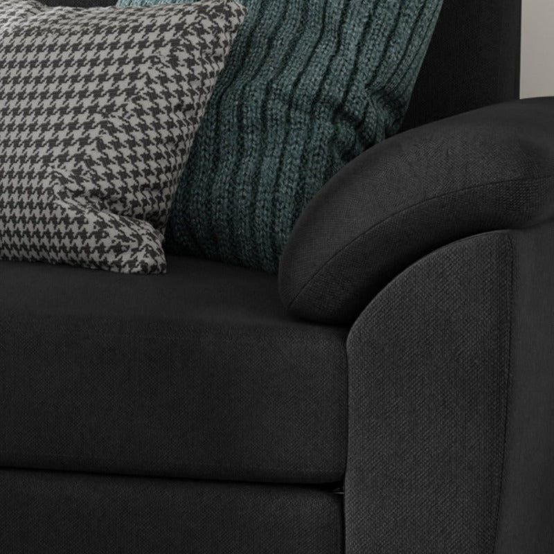 Walsunny 3 Seat L-Shaped Sectional Sofa With Movable Ottoman#color_black