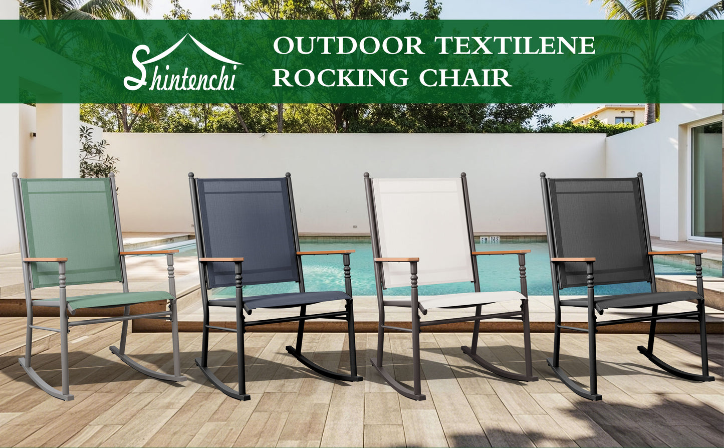 Walsunny Outdoor Metal Rocking Chairs Patio Seating Bistro Rocker for Porch Backyard Lawn Garden