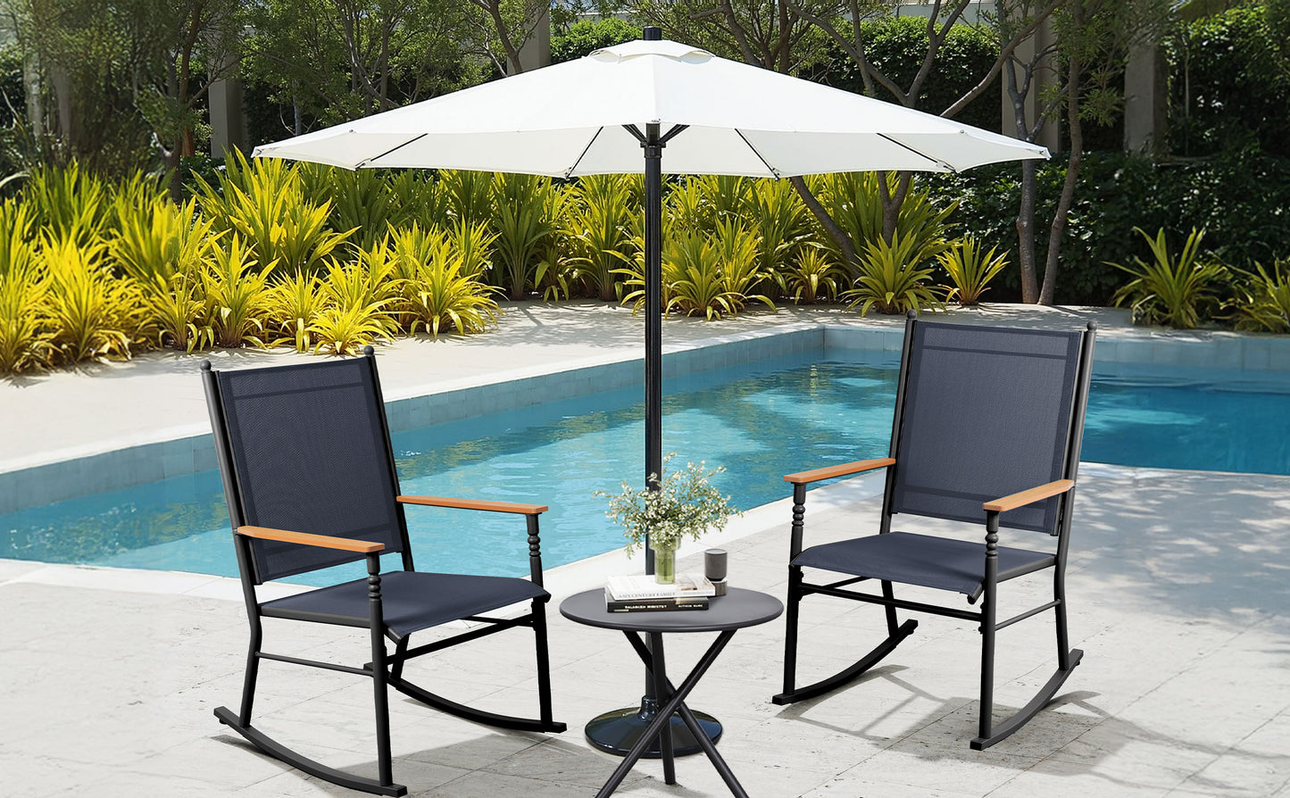 Walsunny Outdoor Metal Rocking Chairs Patio Seating Bistro Rocker for Porch Backyard Lawn Garden