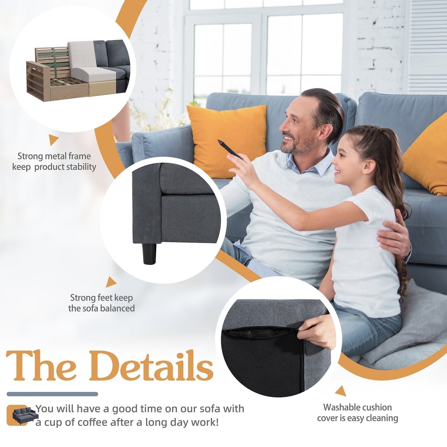 walsunny convertible sectional sofa