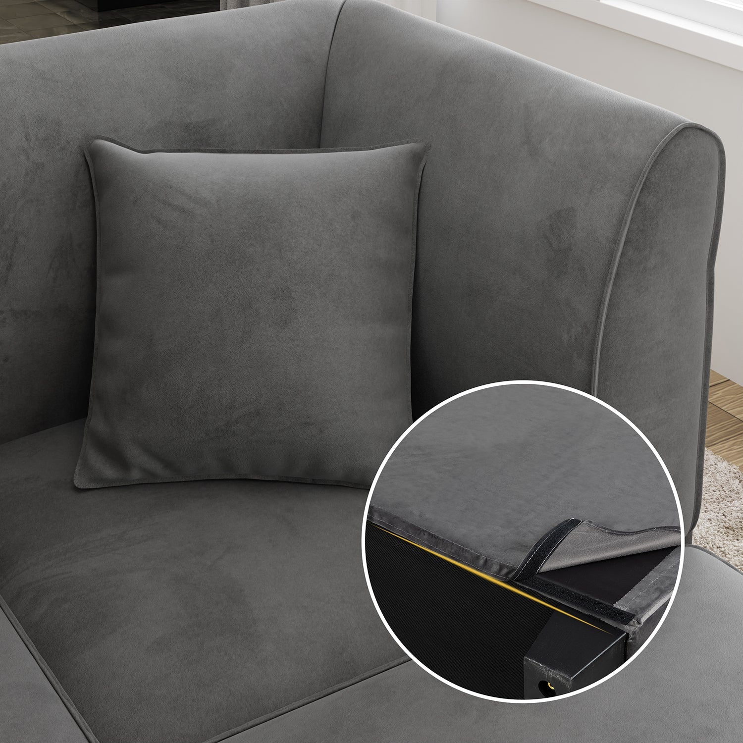 Walsunny 5 Pieces Modular L-Shaped Velvet Couch Sofa with Reversible Chaise
