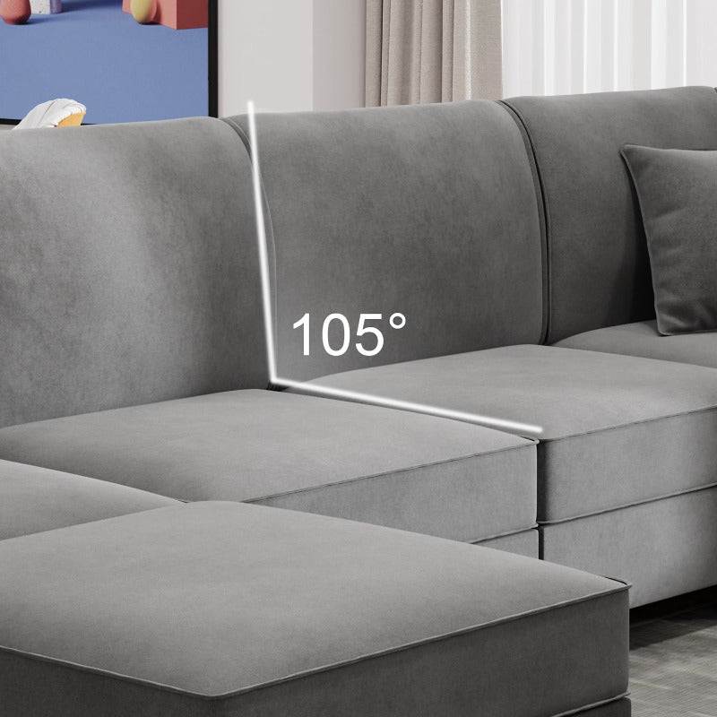 Walsunny 5 Pieces Modular L-Shaped Velvet Couch Sofa with Reversible Chaise