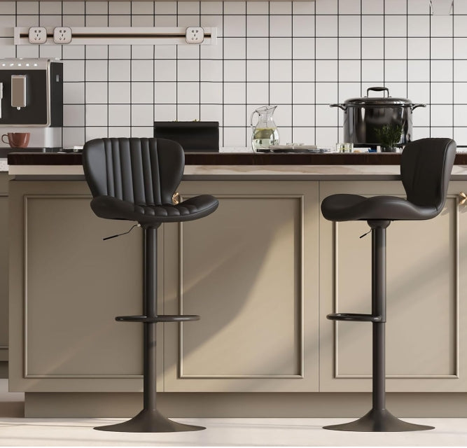Walsunnny Bar Stools Set of 2, Leather Adjustable Barstools Counter Height Modern Bar Stools, Island Chairs Set of 4 for Kitchen