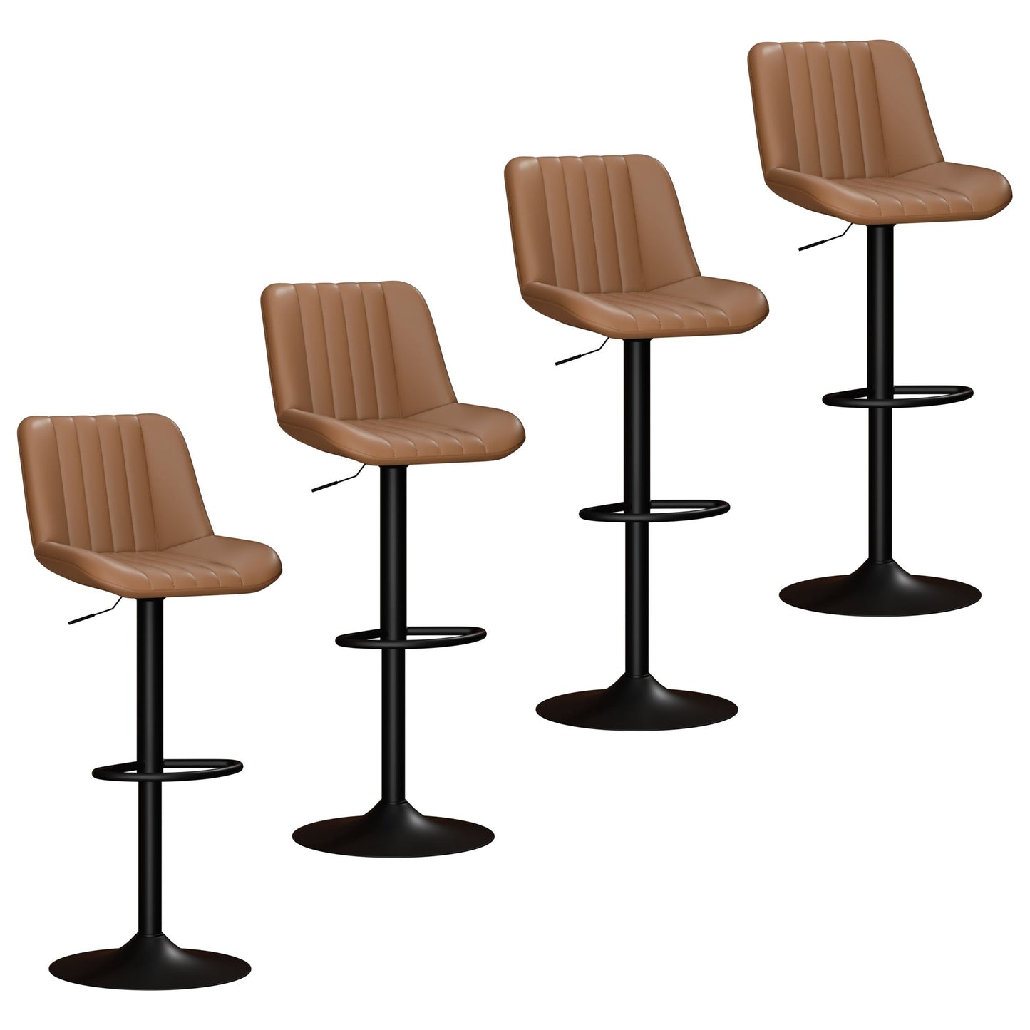 Walsunny Bar Stools Set of 2,Adjustable Leather Counter Height with High Backrest,Bar Chairs for Kitchen Island Dining,Room Bar