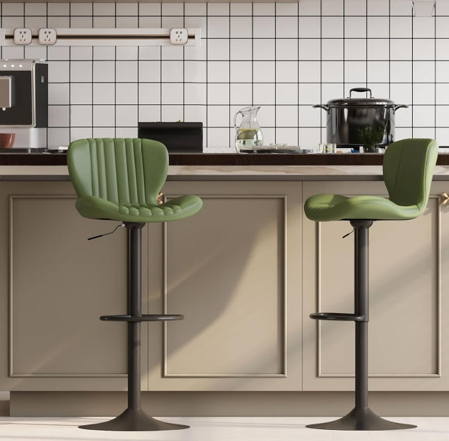 Walsunnny Bar Stools Set of 2, Leather Adjustable Barstools Counter Height Modern Bar Stools, Island Chairs Set of 4 for Kitchen