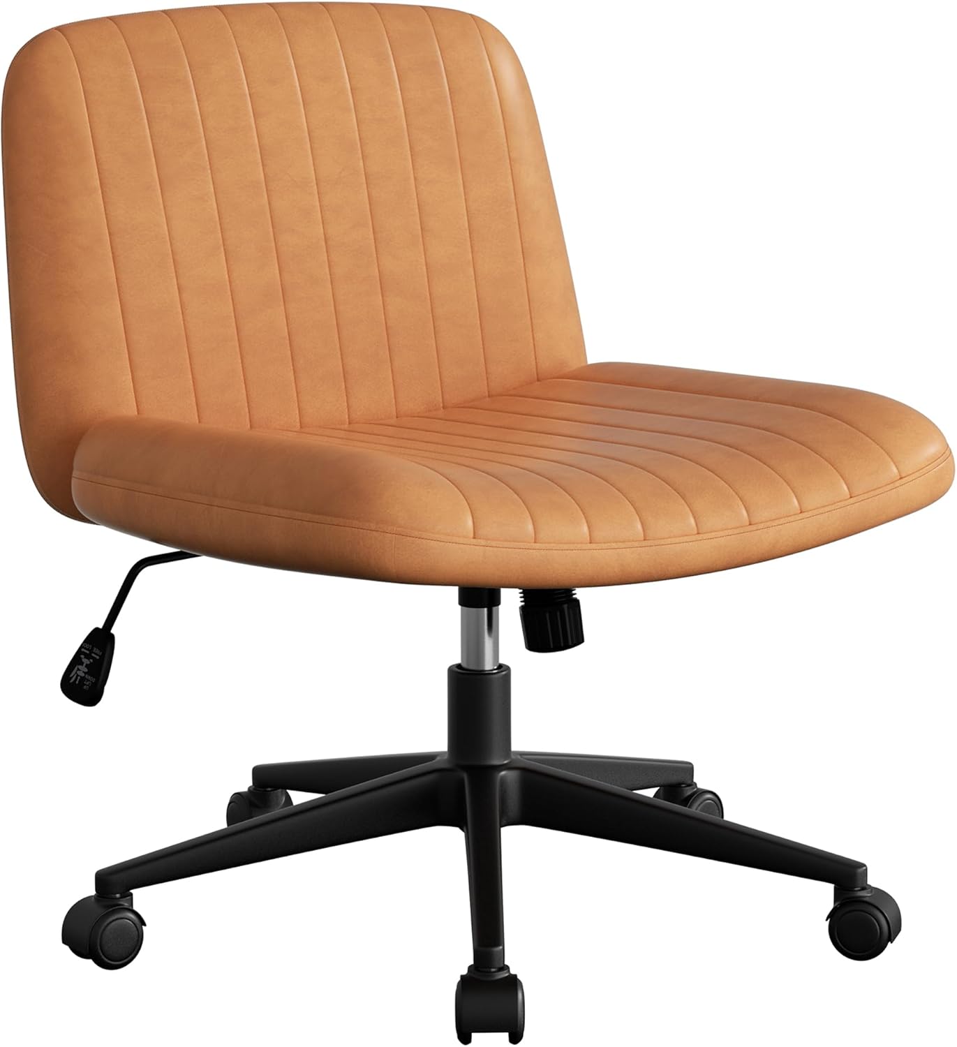 Walsunny Criss Cross Chair with Wheels, Comfy Armless Vanity Chairs with Back & Wide Seat, Comfortable Fabric Cross Legged Desk Chair’s Swivel