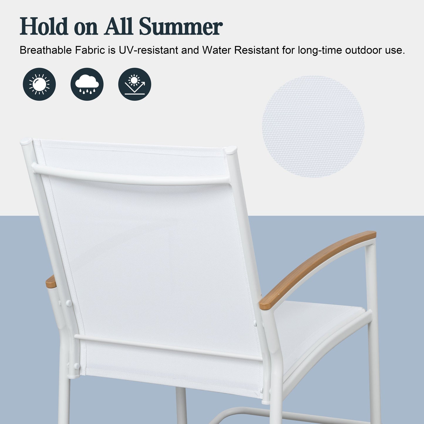 Walsunny 3 Pieces Patio Set Outdoor Patio Furniture Sets Modern Rocking Bistro Set Textilene Chair Conversation Sets Black