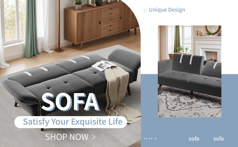 Walsunny Velvet Loveseat Sofa Couch Sofa cama for Apartments