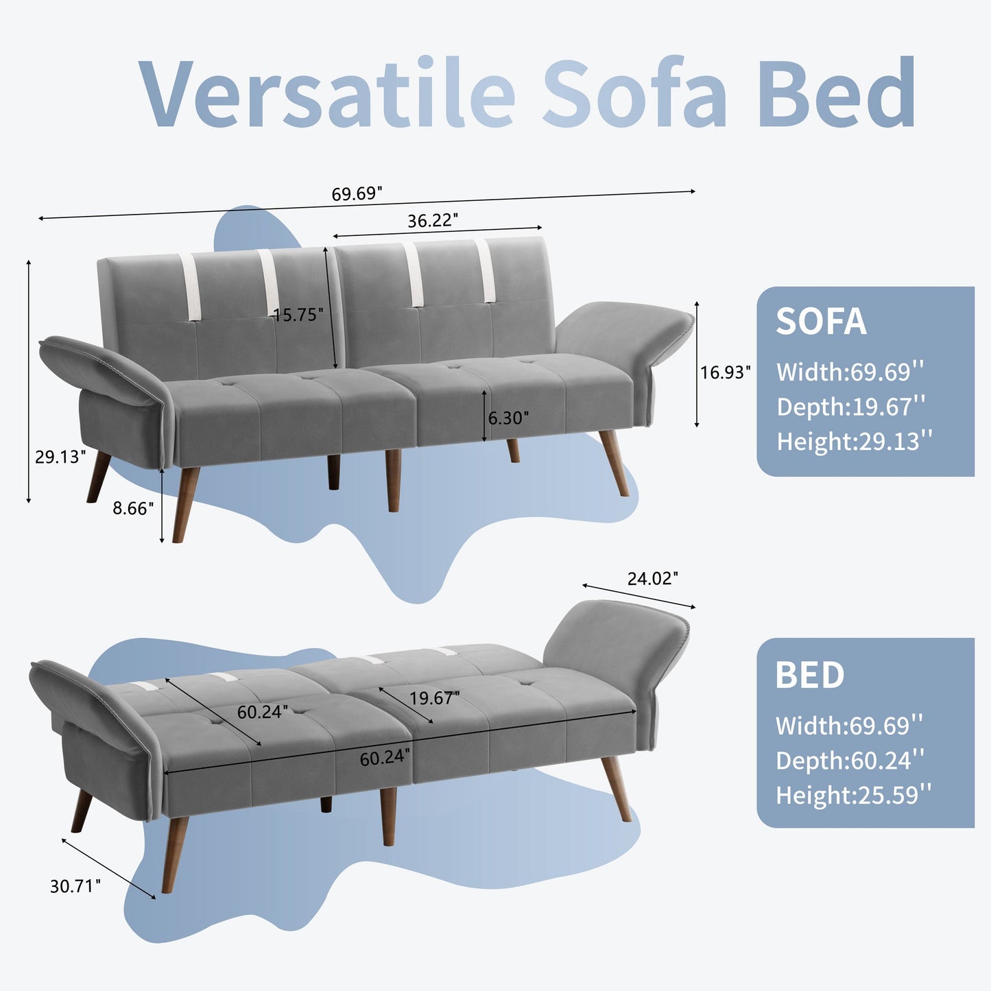 Walsunny Velvet Loveseat Sofa Couch Sofa cama for Apartments