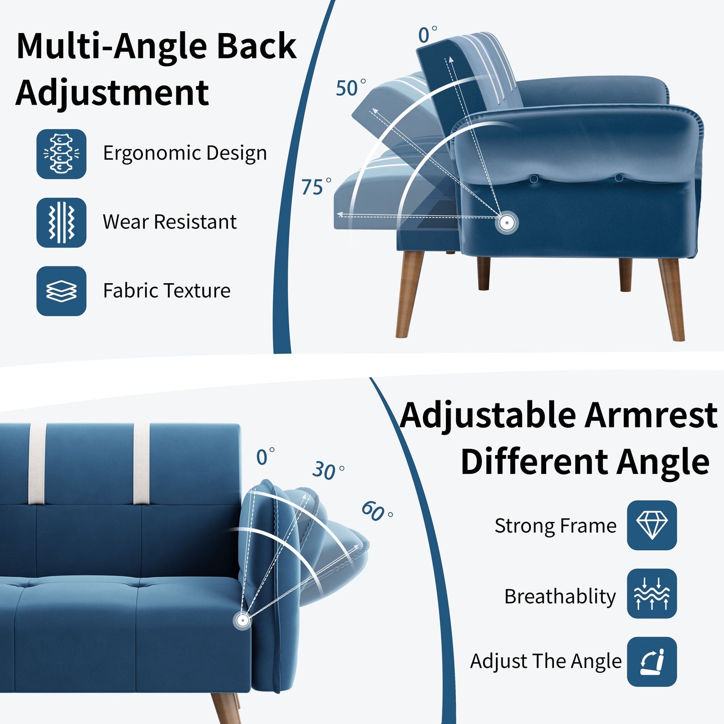 Walsunny Velvet Loveseat Sofa Couch Sofa cama for Apartments