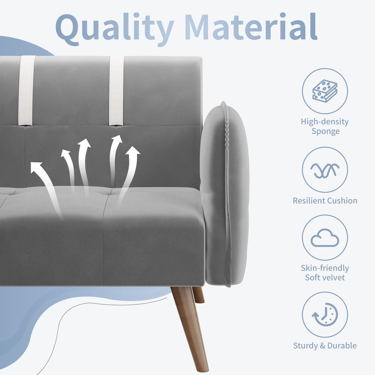 Walsunny Velvet Loveseat Sofa Couch Sofa cama for Apartments