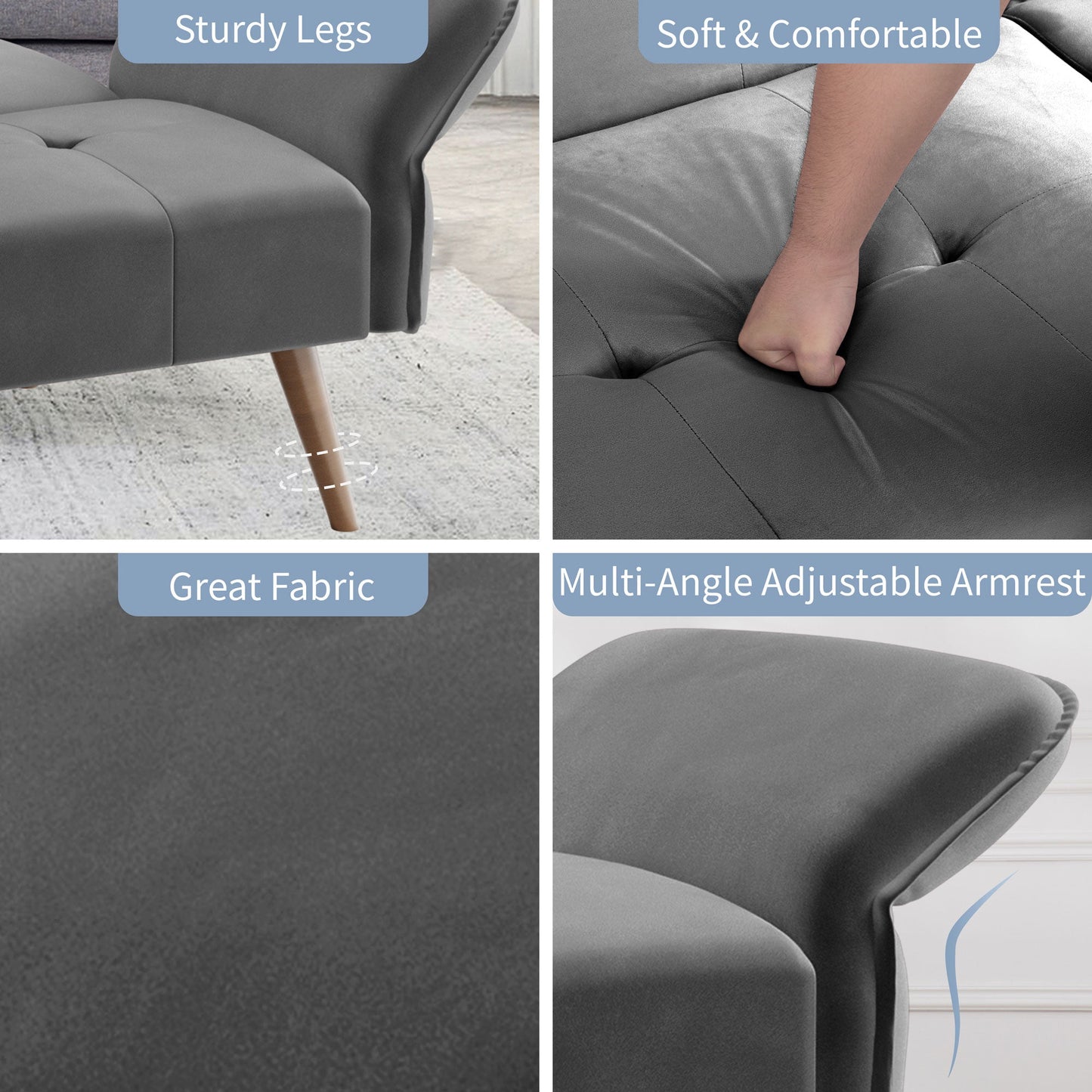 Walsunny Velvet Loveseat Sofa Couch Sofa cama for Apartments