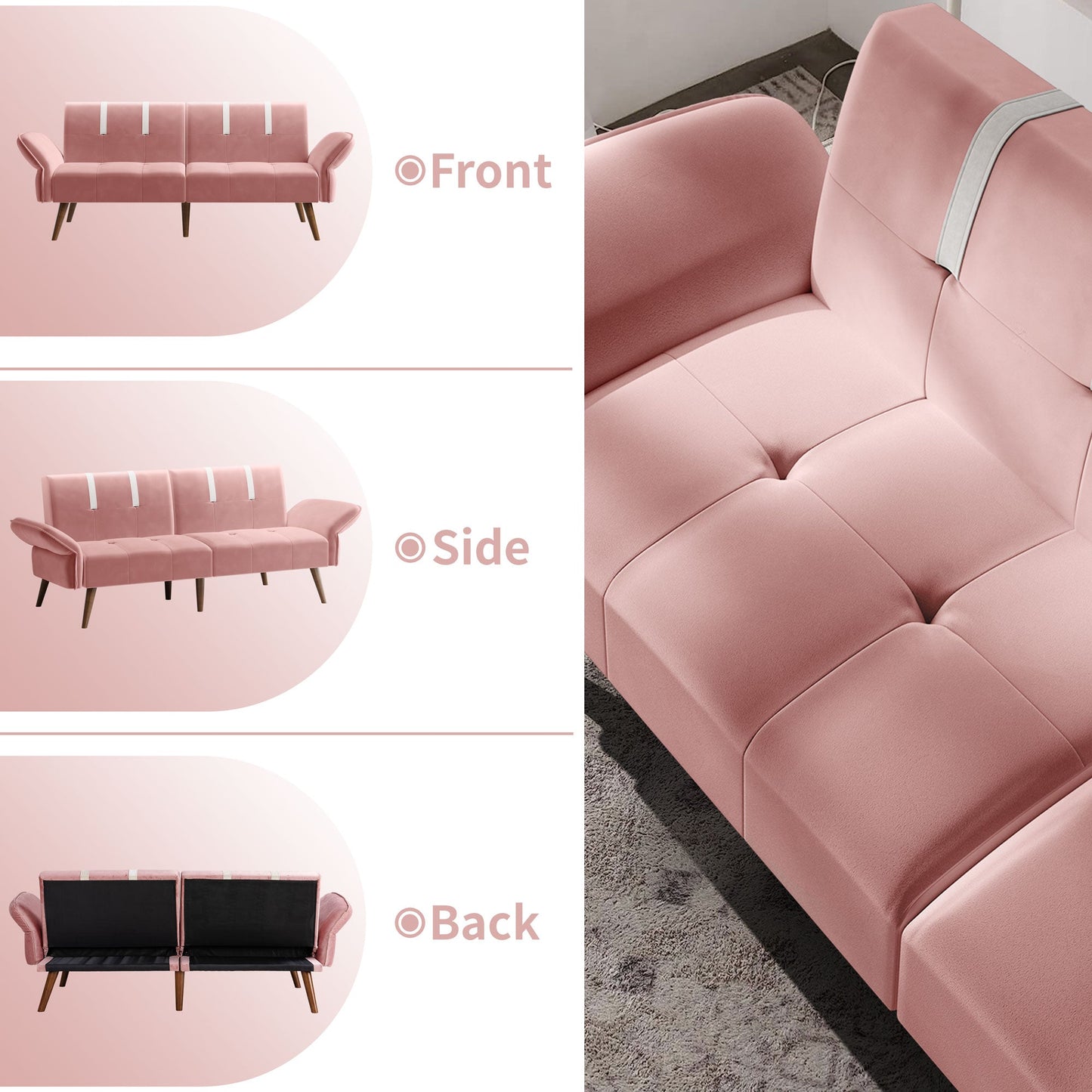 Walsunny Velvet Loveseat Sofa Couch Sofa cama for Apartments