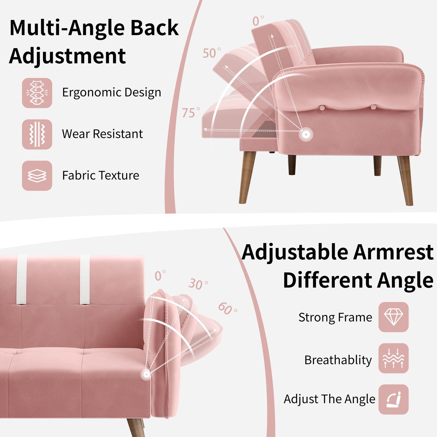 Walsunny Velvet Loveseat Sofa Couch Sofa cama for Apartments