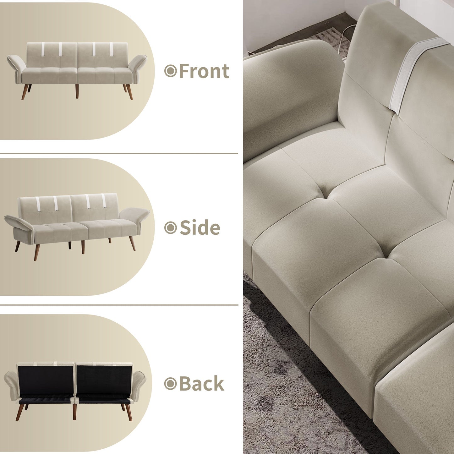 Walsunny Velvet Loveseat Sofa Couch Sofa cama for Apartments