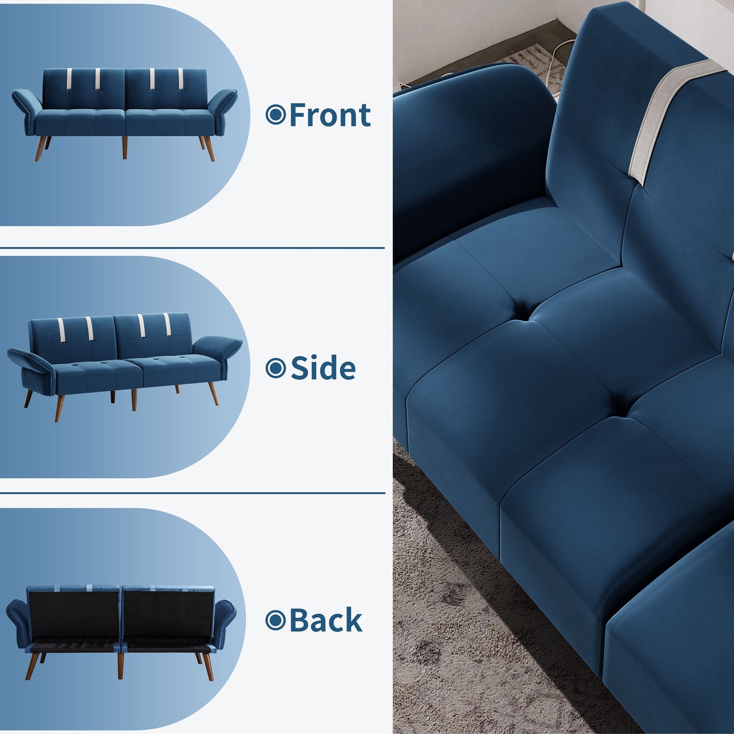 Walsunny Velvet Loveseat Sofa Couch Sofa cama for Apartments