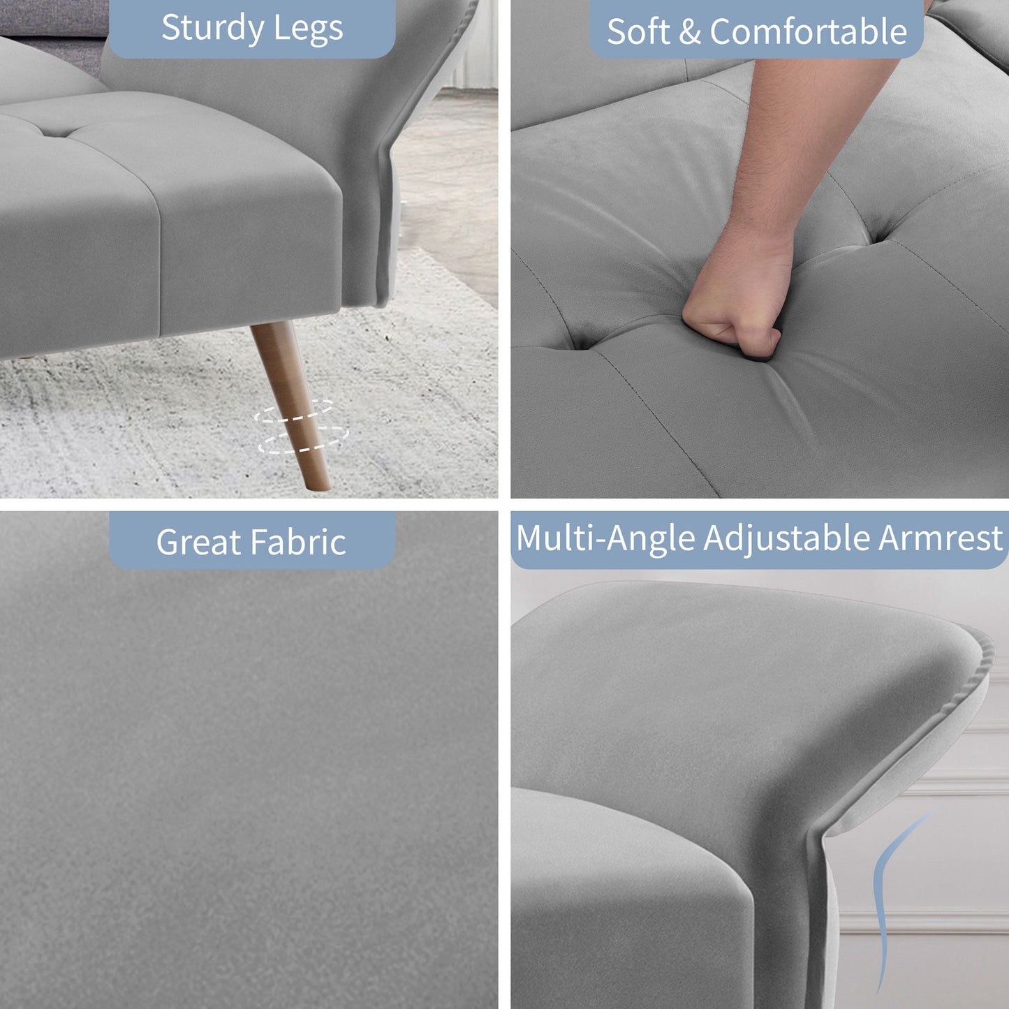 Walsunny Velvet Loveseat Sofa Couch Sofa cama for Apartments