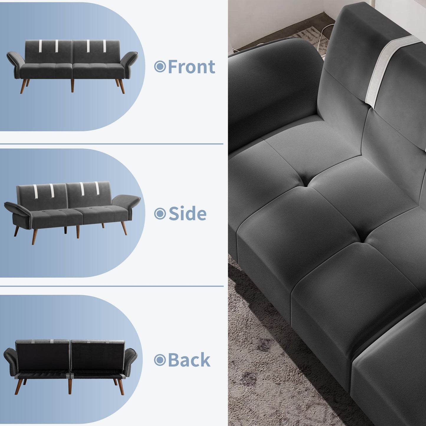 Walsunny Velvet Loveseat Sofa Couch Sofa cama for Apartments
