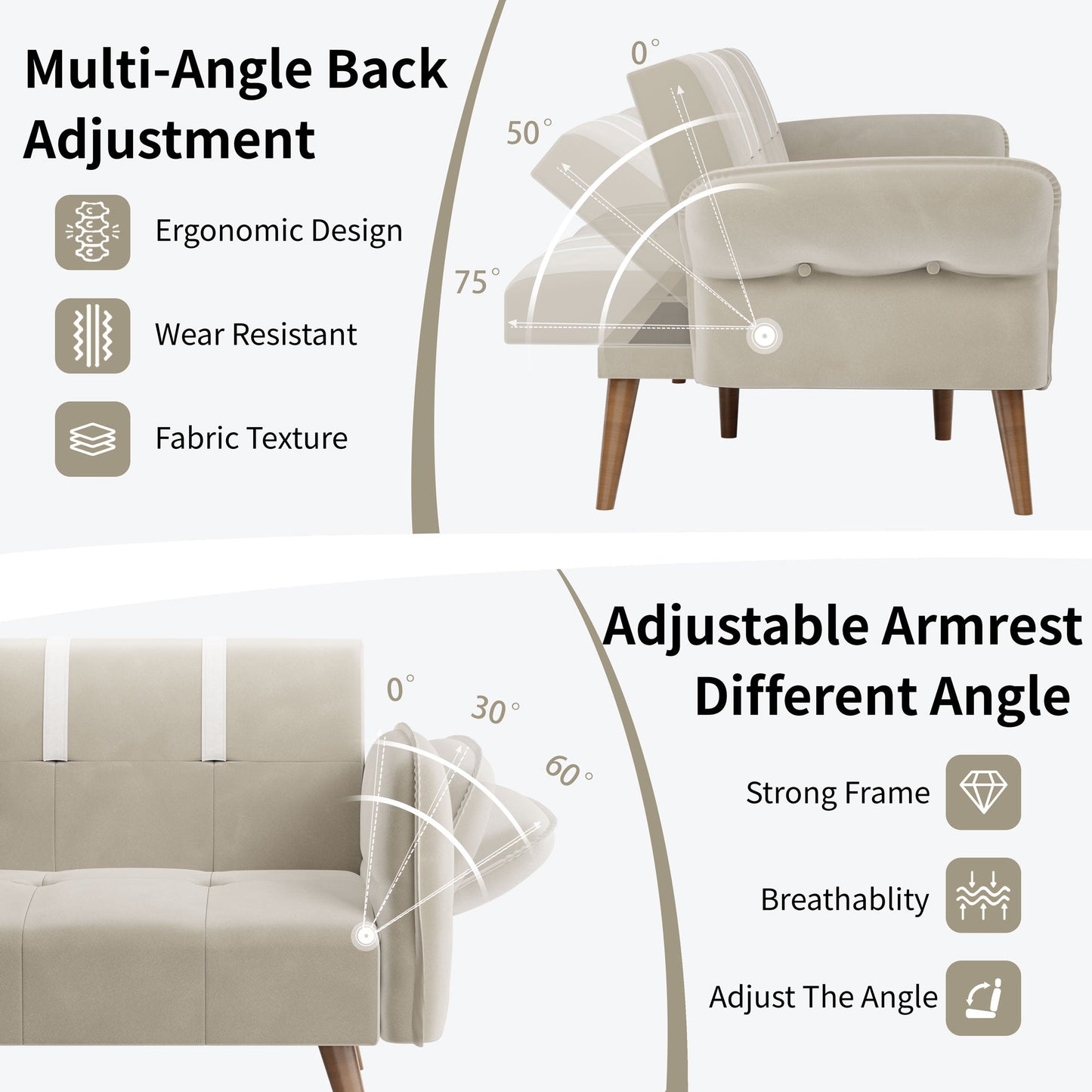 Walsunny Velvet Loveseat Sofa Couch Sofa cama for Apartments