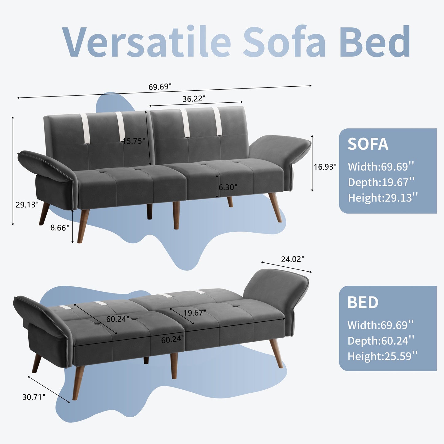 Walsunny Velvet Loveseat Sofa Couch Sofa cama for Apartments