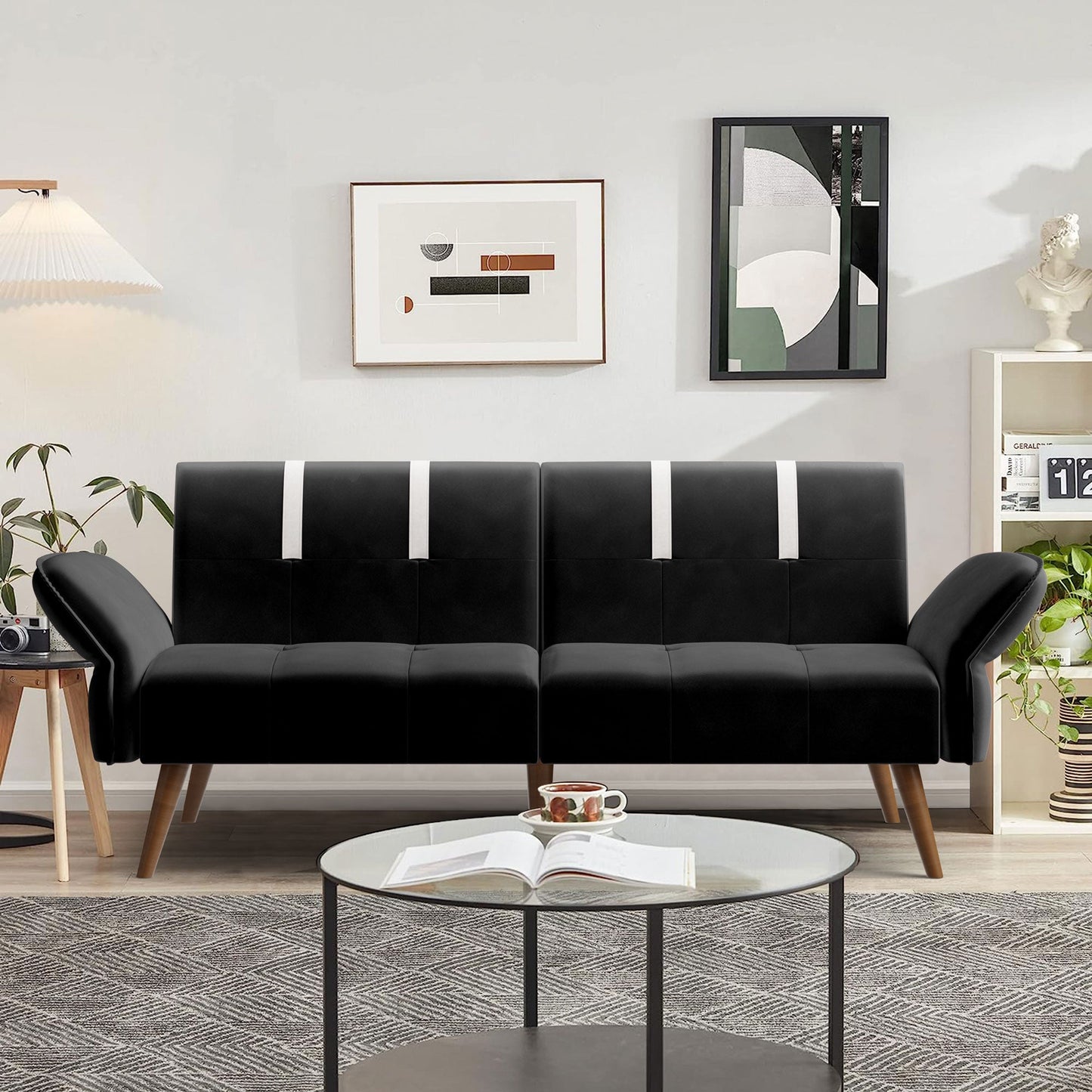 Walsunny Velvet Loveseat Sofa Couch Sofa cama for Apartments
