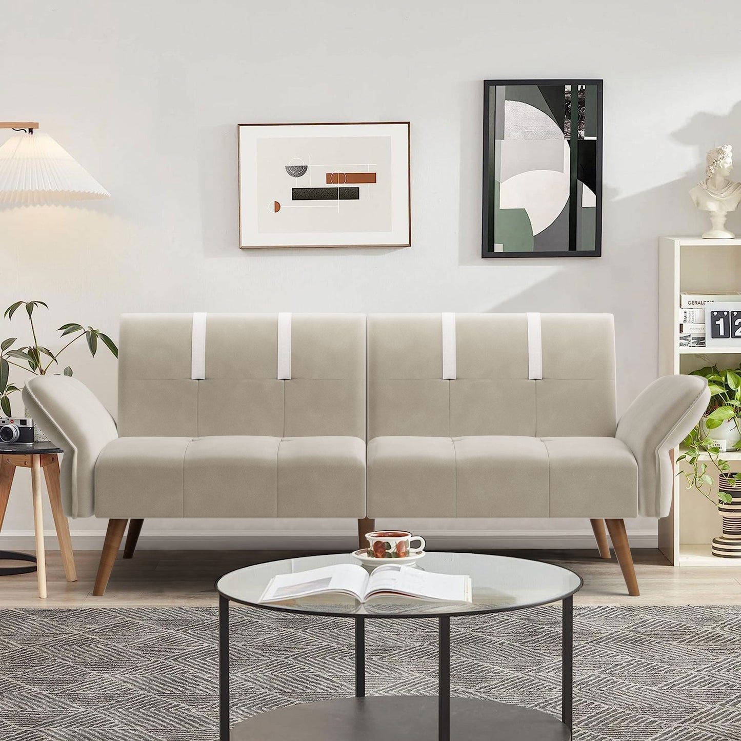 Walsunny Velvet Loveseat Sofa Couch Sofa cama for Apartments