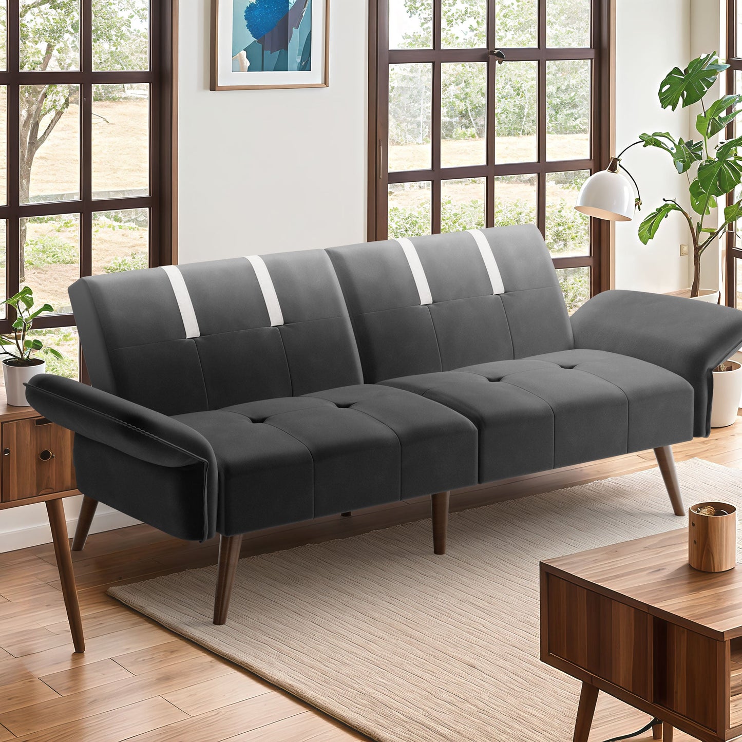 Walsunny Velvet Loveseat Sofa Couch Sofa cama for Apartments