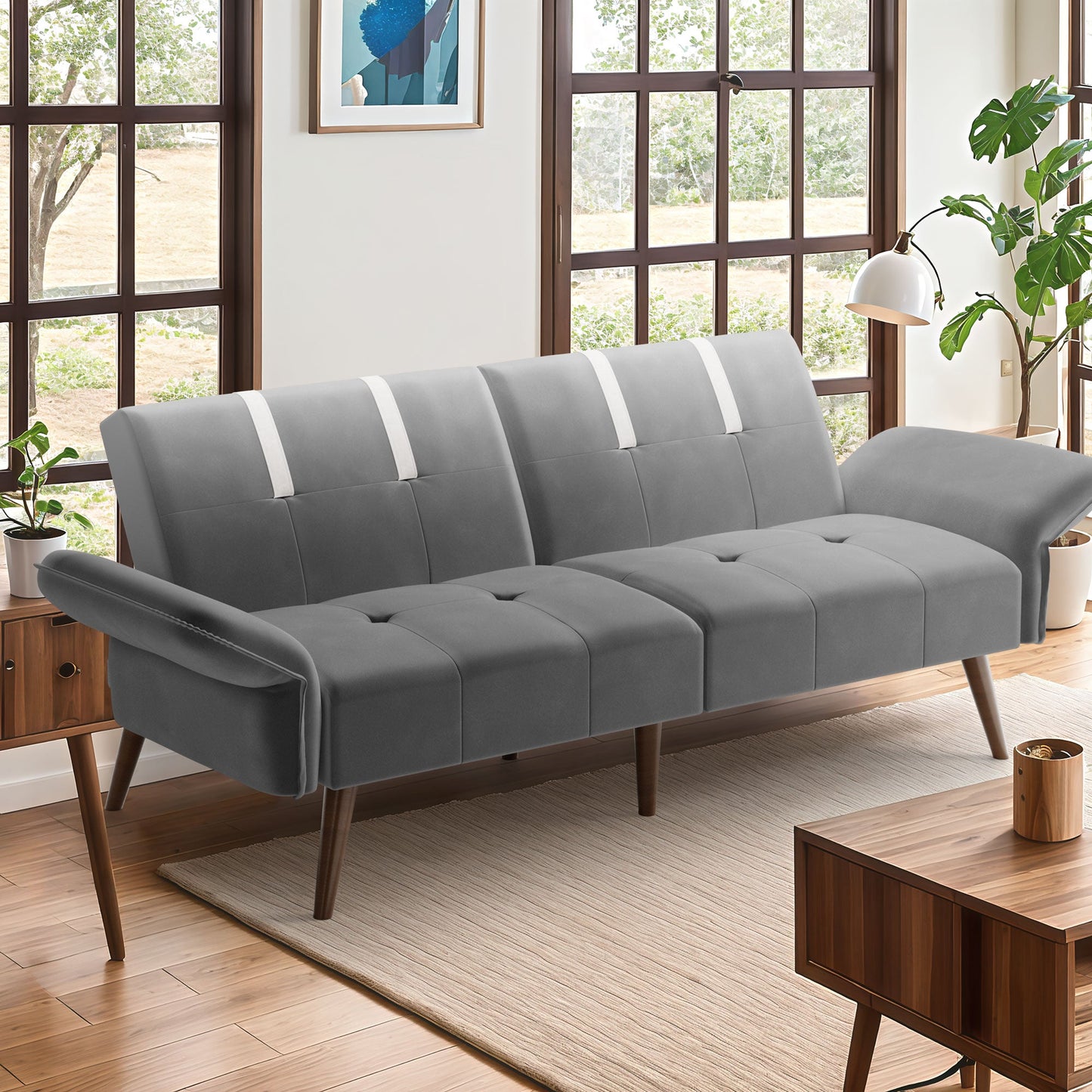 Walsunny Velvet Loveseat Sofa Couch Sofa cama for Apartments