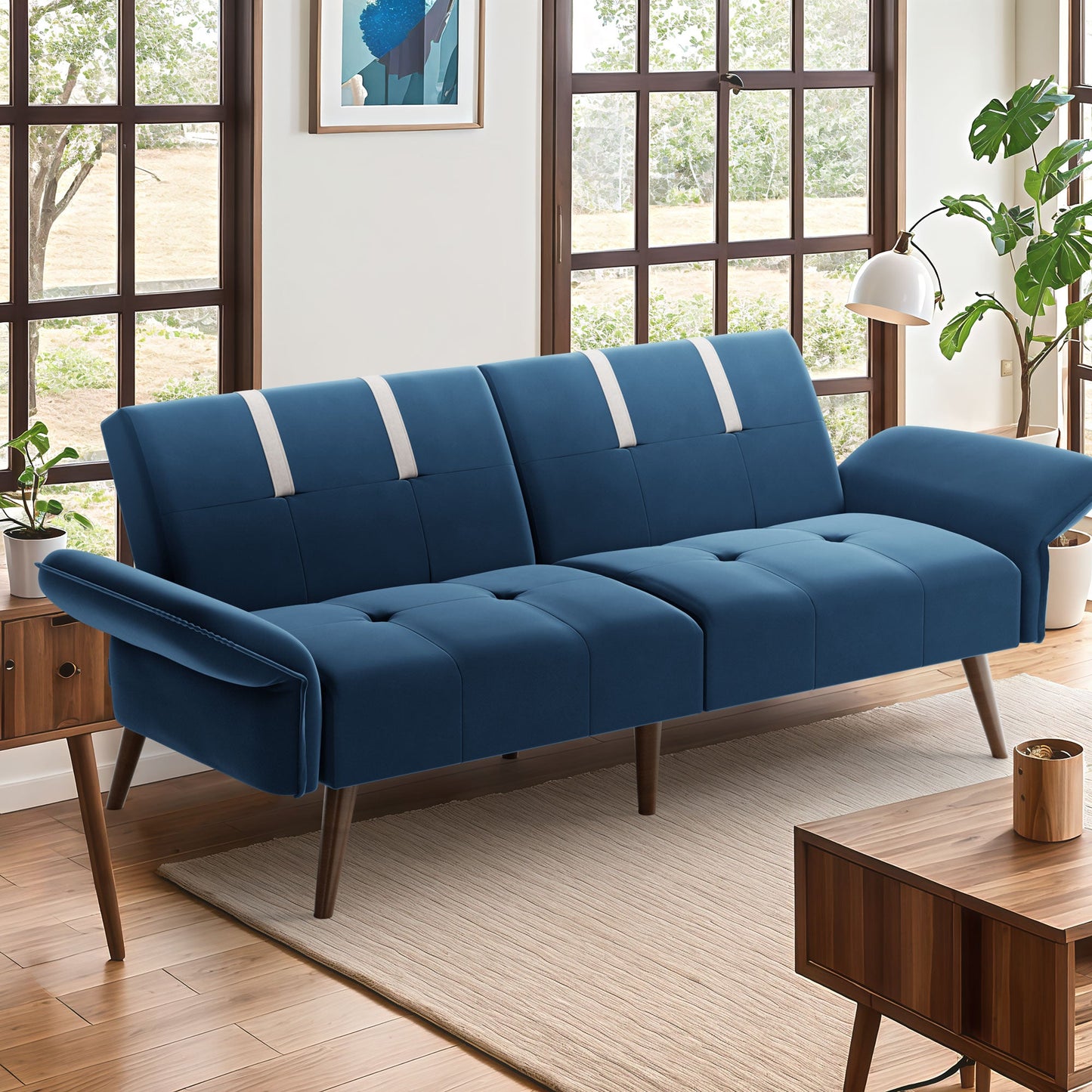 Walsunny Velvet Loveseat Sofa Couch Sofa cama for Apartments