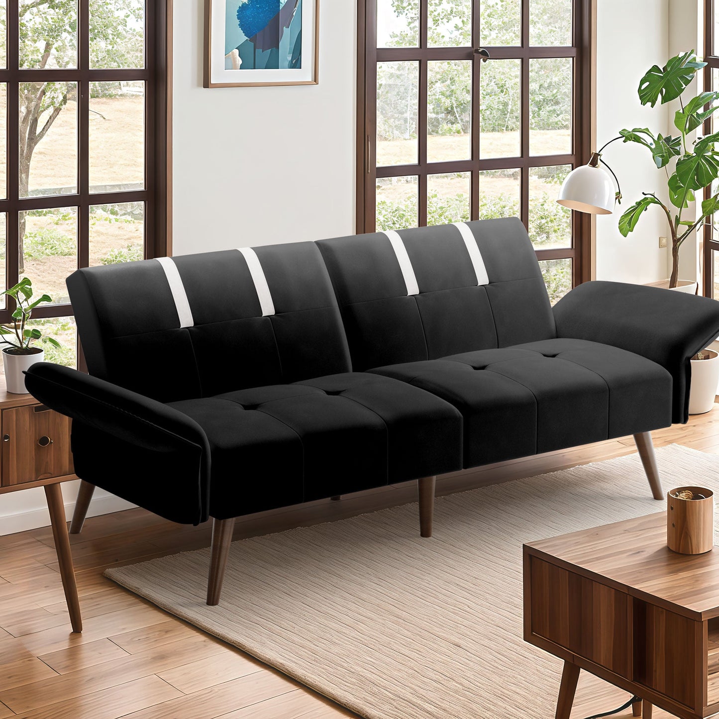 Walsunny Velvet Loveseat Sofa Couch Sofa cama for Apartments