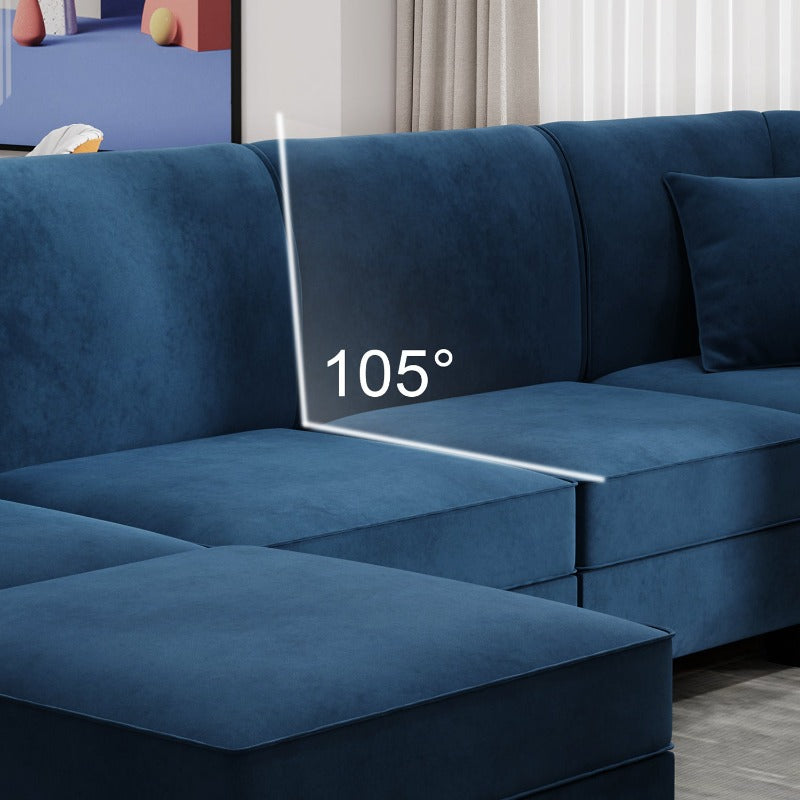Walsunny Velvet 5 Pieces Modular Sectional Sofa L-Shaped Couch With Reversible Chaise