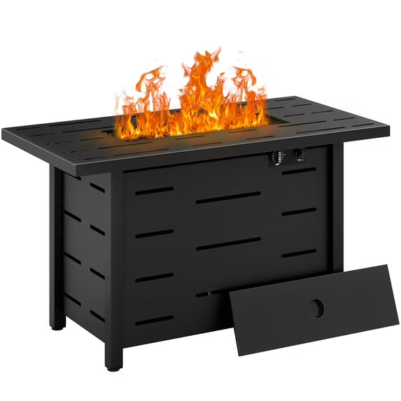 Walsunny 43 inch Gas Fire Pit Table 50,000 BTU Outdoor Rectangular Propane Firepit Table with Waterproof Cover
