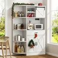 Walsunny 60.4" Kitchen Pantry Storage Cabinet with Adjustable Shelves, Racks and Doors Freestanding Kitchen Hutch Cupboard
