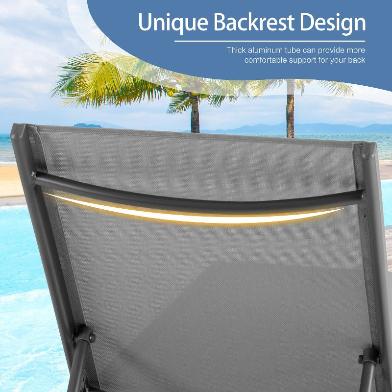 Walsunny Patio Furniture 2 Pieces Outdoor Lounge Chairs With Wheels#color_light-grey