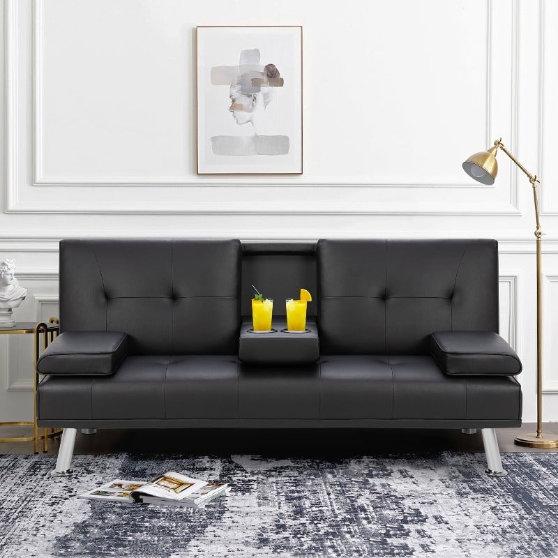 Walsunny Modern Convertible Sleeper Sofa Bed#color_black