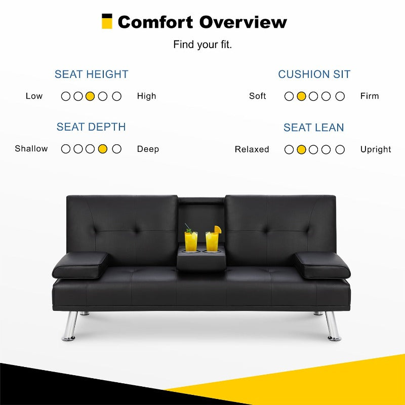 Walsunny Modern Convertible Sleeper Sofa Bed#color_black