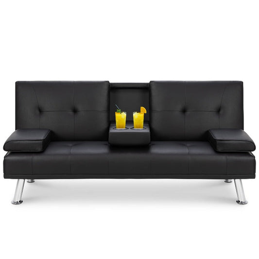 Walsunny Modern Convertible Sleeper Sofa Bed#color_black