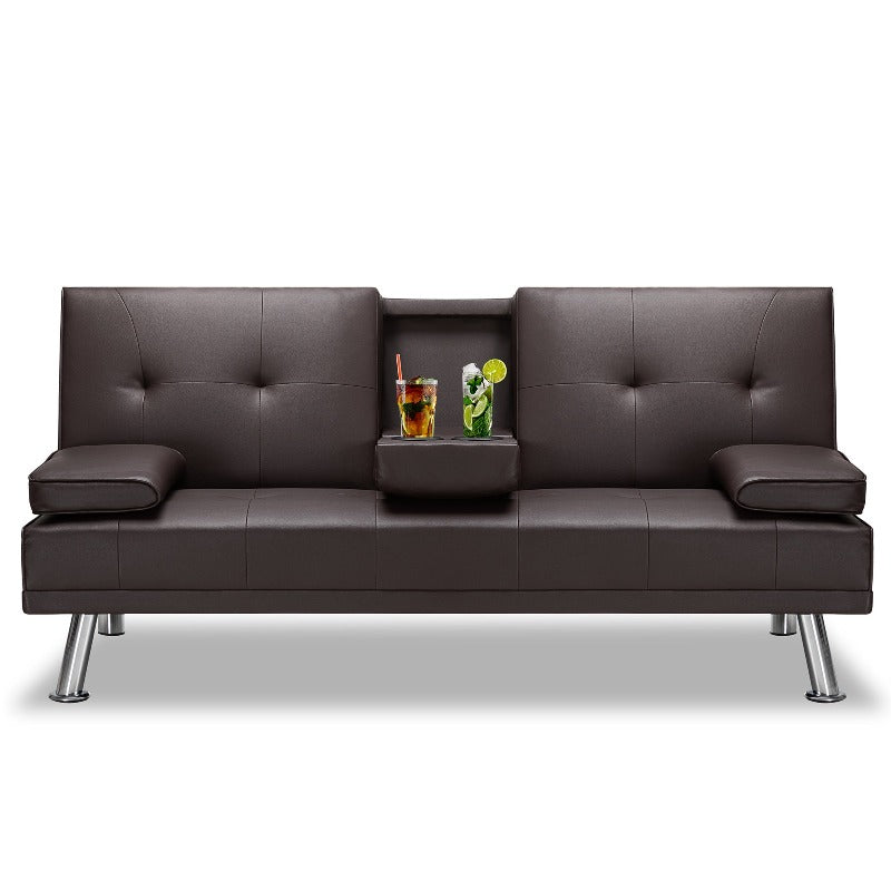Walsunny Modern Convertible Sleeper Sofa Bed#color_brown