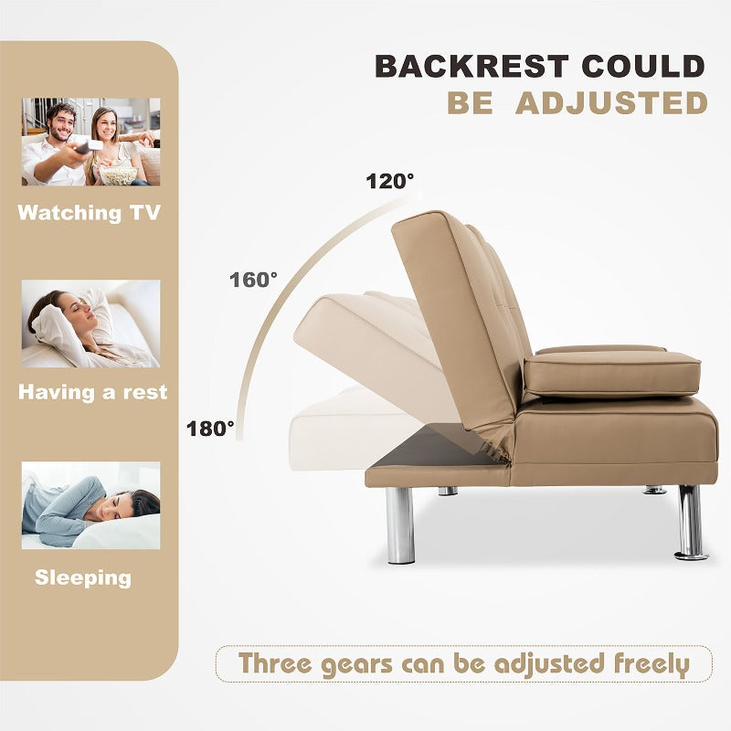 Walsunny Modern Convertible Sleeper Sofa Bed#color_khaki