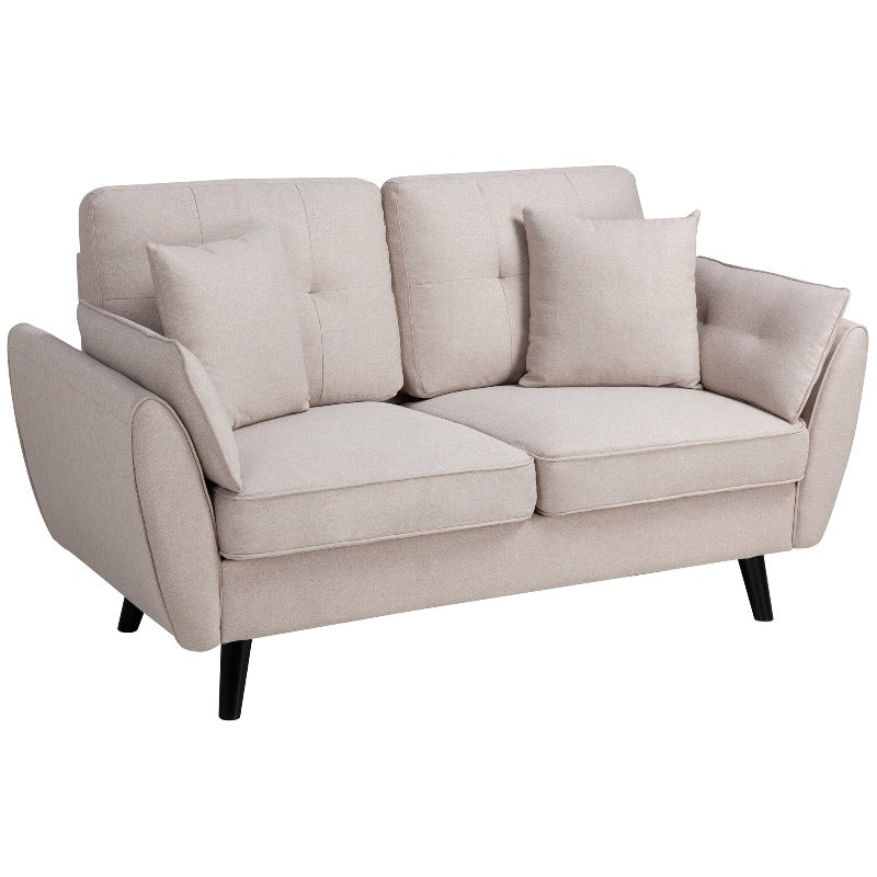 Walsunny 63‘’ Loveseat 2-Seat Sofa Couch With Pillows#color_creamy-white