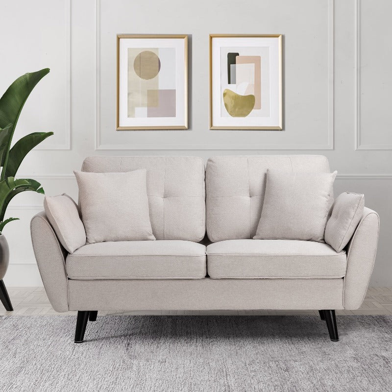 Walsunny 63‘’ Loveseat 2-Seat Sofa Couch With Pillows#color_creamy-white