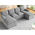 Walsunny 109''  4-Seat U Shaped Modern Sectional Sofa With Double Chaise for Apartment, Studio, Office