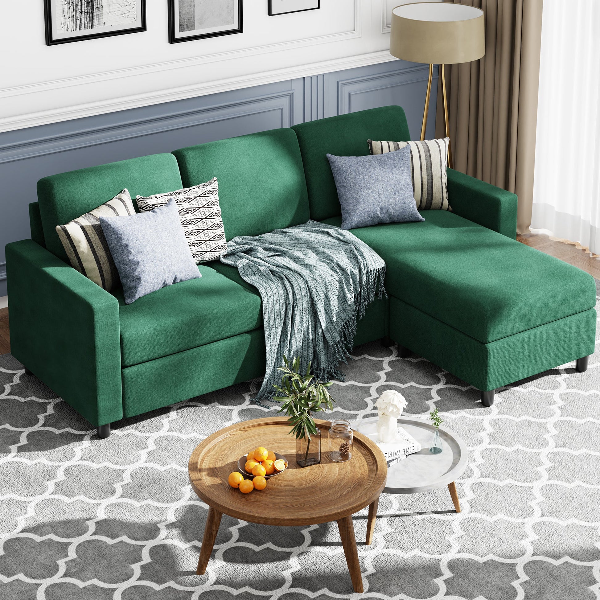 sectional couch #color_green