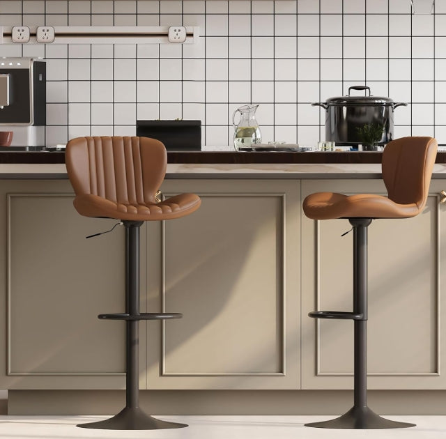 Walsunnny Bar Stools Set of 2, Leather Adjustable Barstools Counter Height Modern Bar Stools, Island Chairs Set of 4 for Kitchen