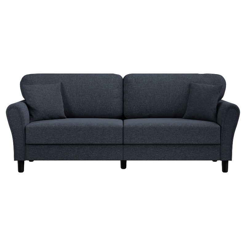 Walsunny 87.4" Mid Century Modern 2-Seat Sofa Couch, Linen Fabric Upholstered Cushions, Easy Tool-Free Assembly loveseat for Living Room, Office, Apartment & Small Spaces#color_dark-grey