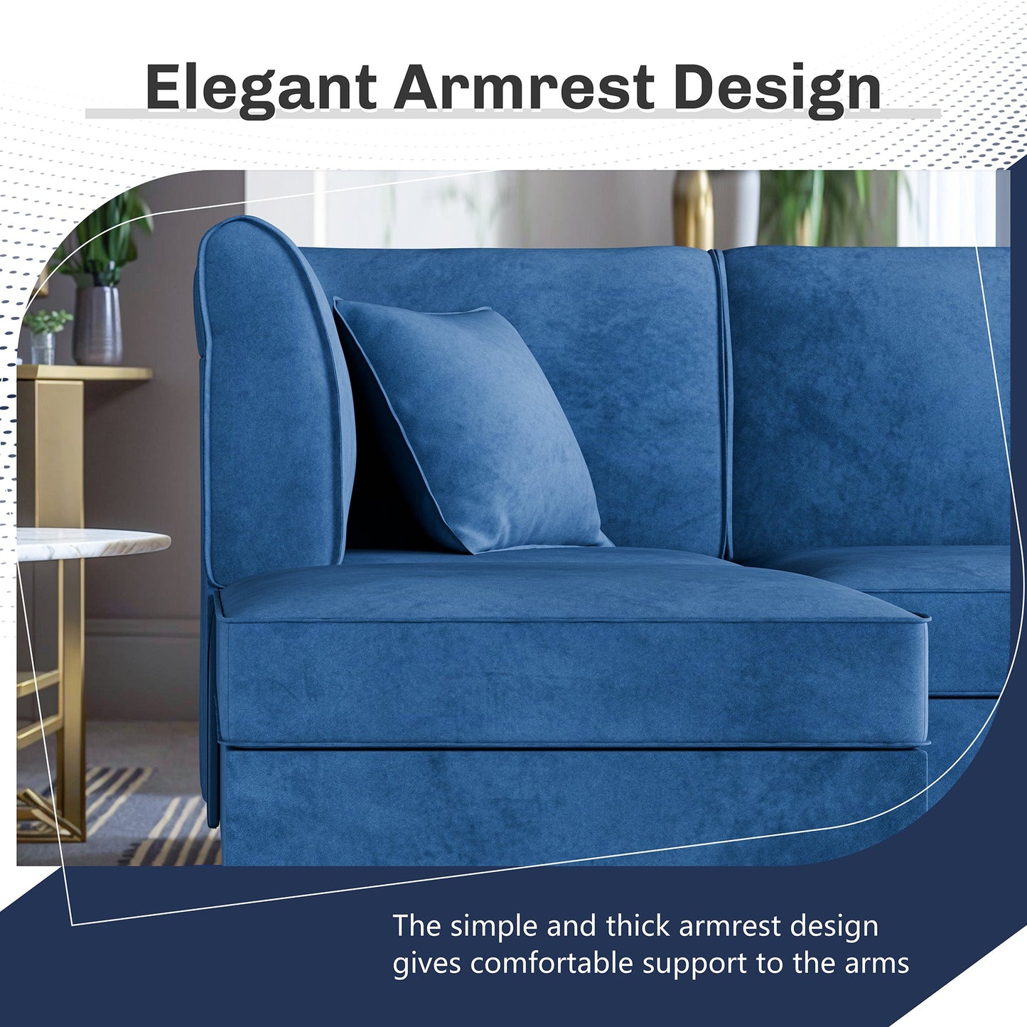 Walsunny Velvet 5 Pieces Modular Sectional Sofa L-Shaped Couch With Reversible Chaise